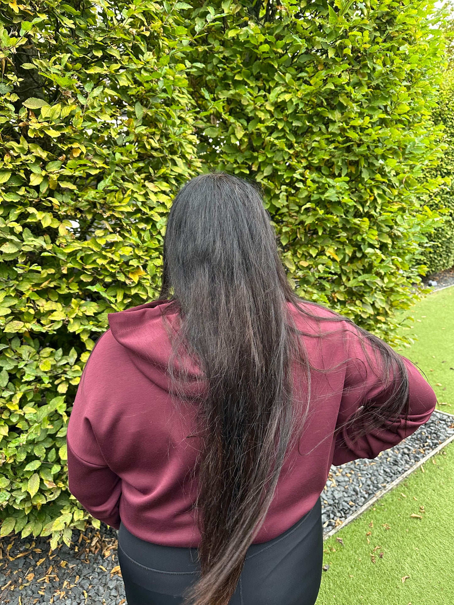 Hoodie met No 5 glitter BORDEAUX