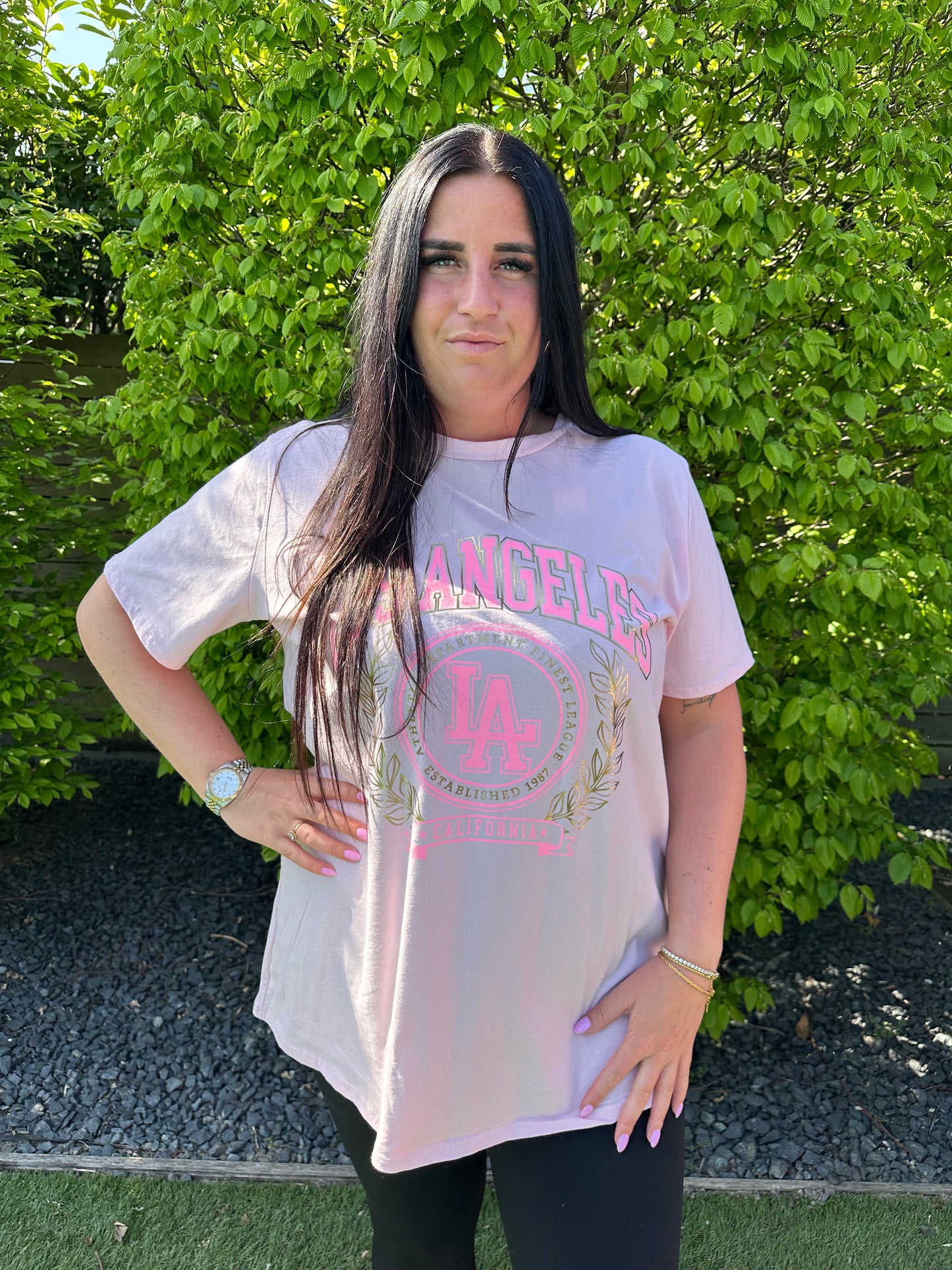 T-SHIRT MET PRINT LA ROZE