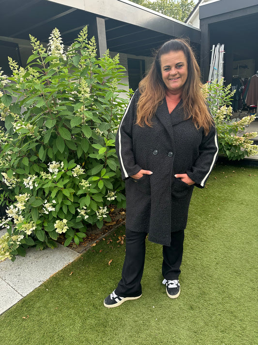 Lange teddy jas ZWART