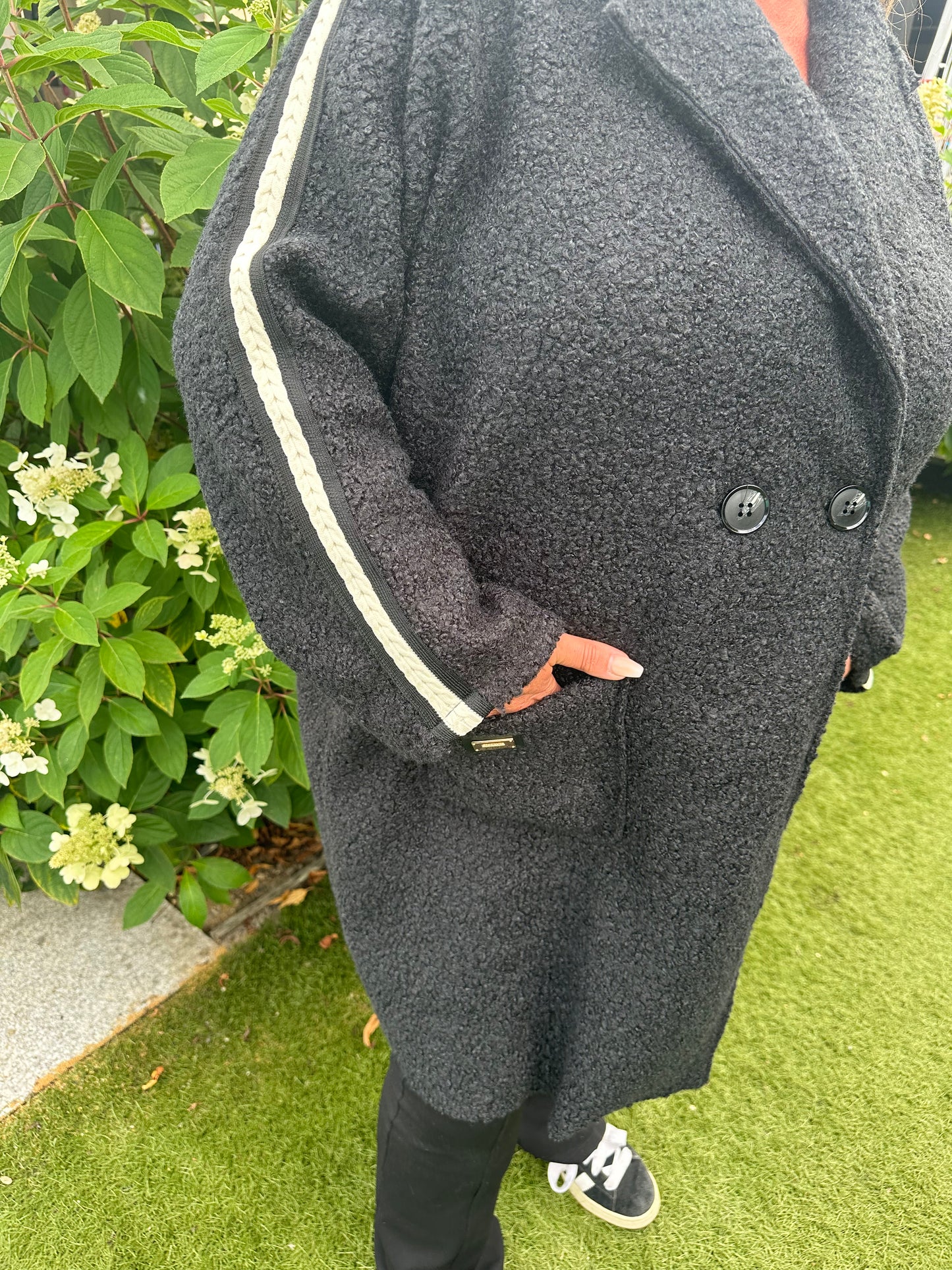 Lange teddy jas ZWART