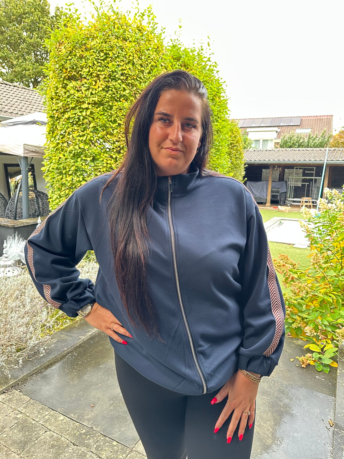 Bomber vestje met streep NAVY