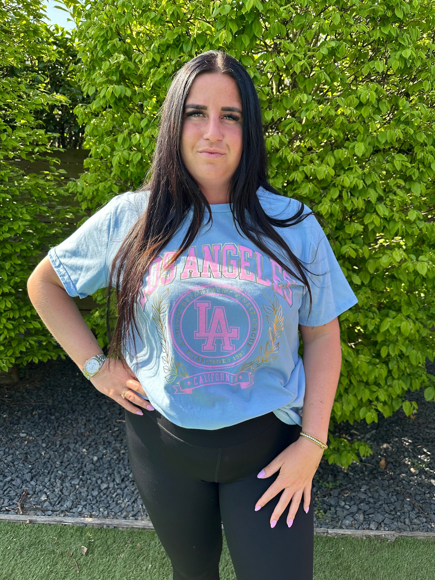 T-SHIRT MET PRINT LA BLAUW