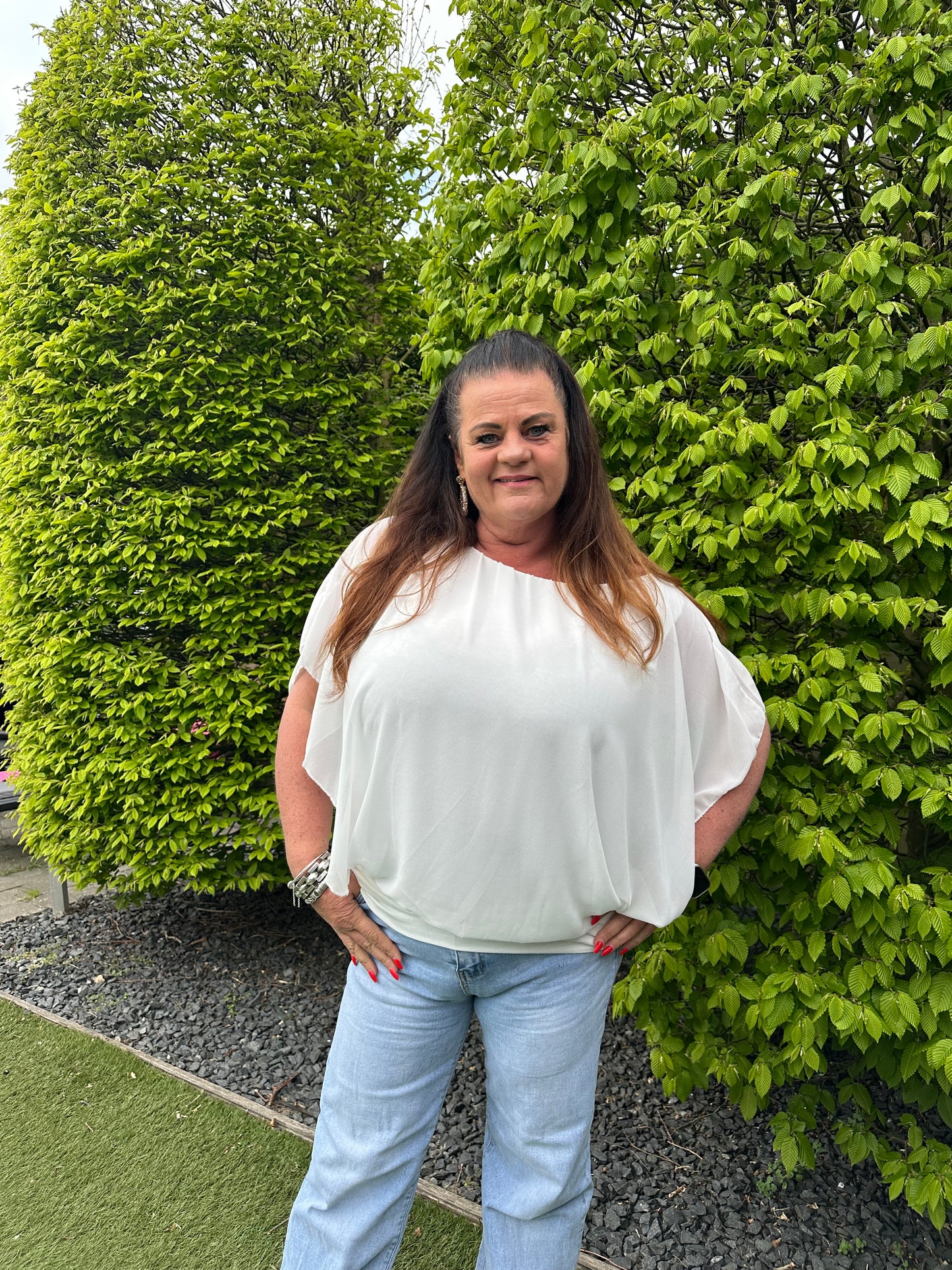 VLEERMUIS KORTE MOUW OFF WHITE