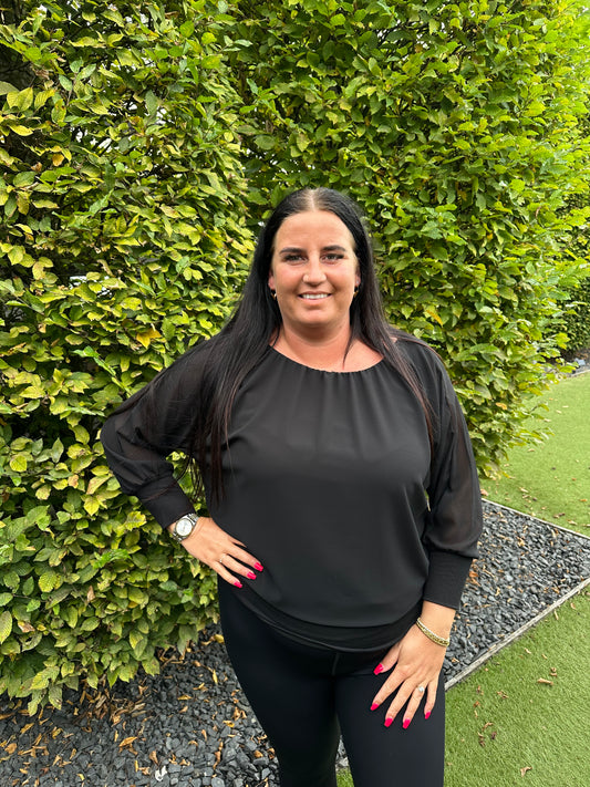 Blouse vleermuis met lange mouw ZWART