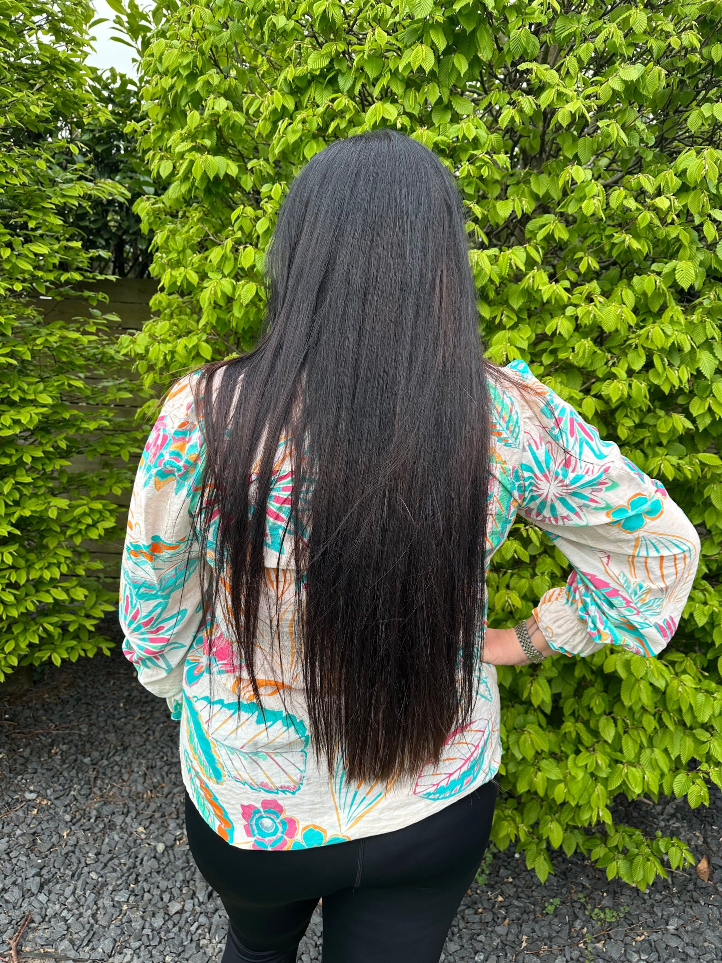BLOUSE PRINT BLOEM AQUA