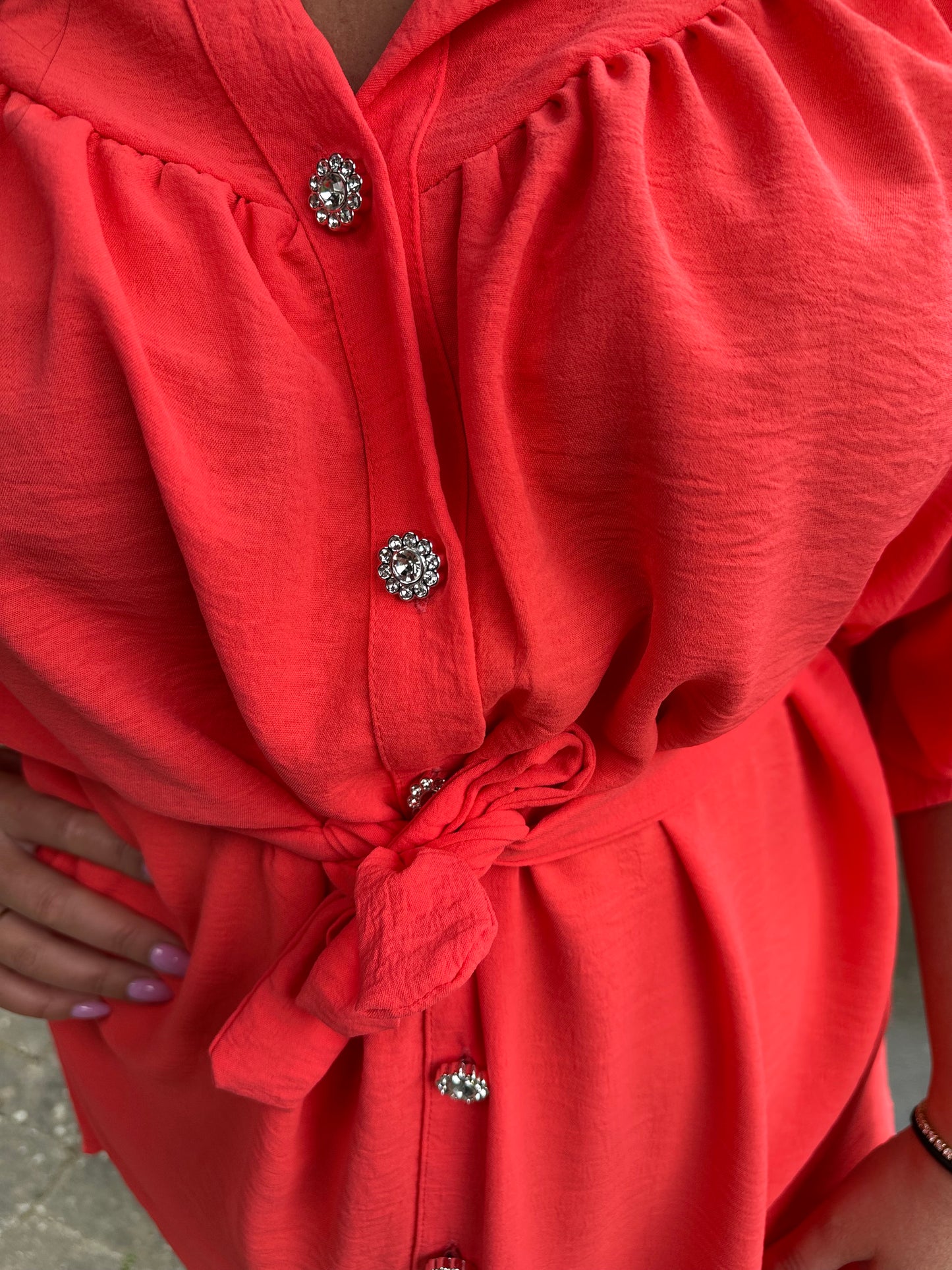 JURK/TUNIEK STRASS KNOPEN KORAAL