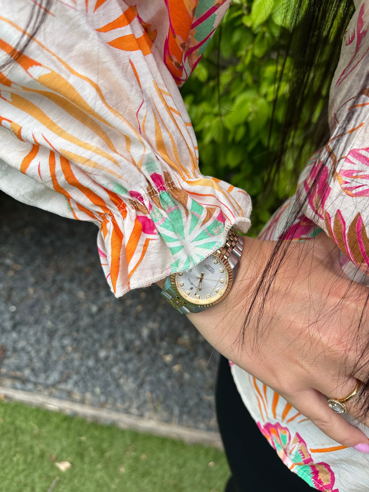 BLOUSE PRINT BLOEM FUCHSIA