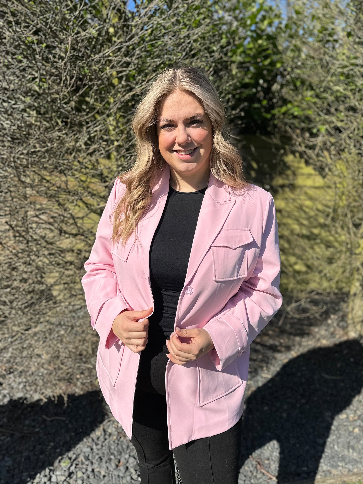 Blazer met ceintuur ROZE