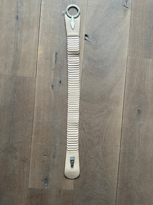 Riem elastiek breed gesp BEIGE/ZILVER