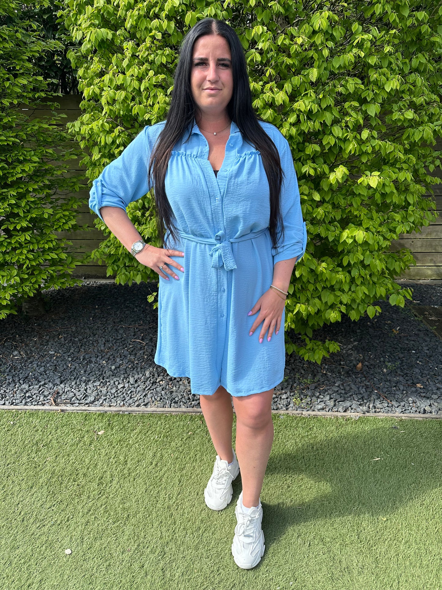 TUNIEK/JURK DOORKNOOP LICHT BLAUW