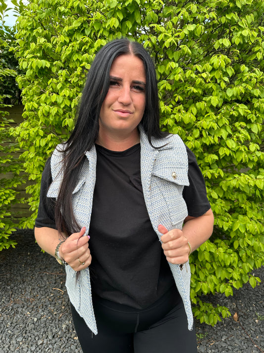 GILET GOUDEN KNOPEN BLAUW