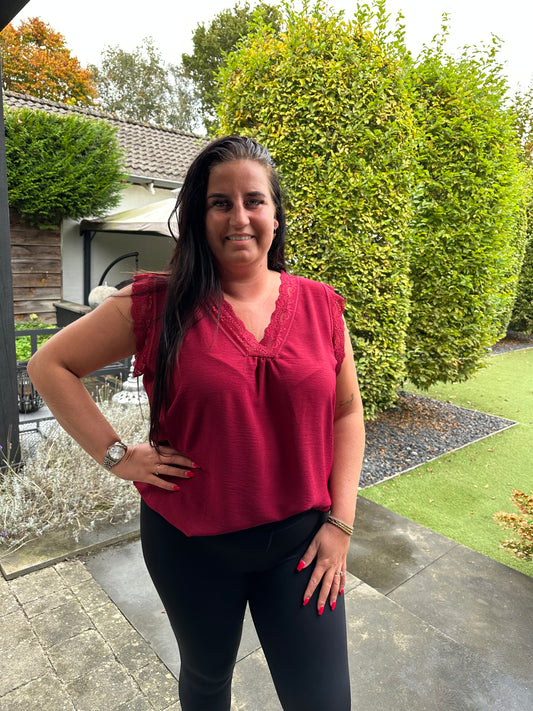 Hemd kant V hals BORDEAUX