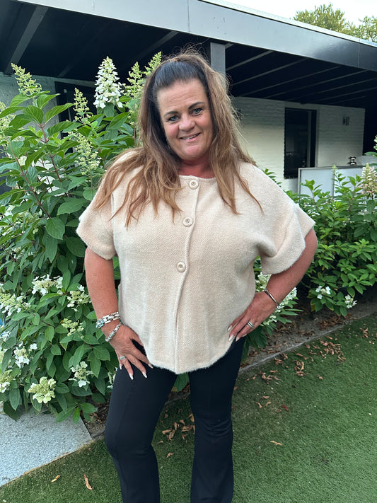 Mouwloos vest 3 KNOPEN BEIGE