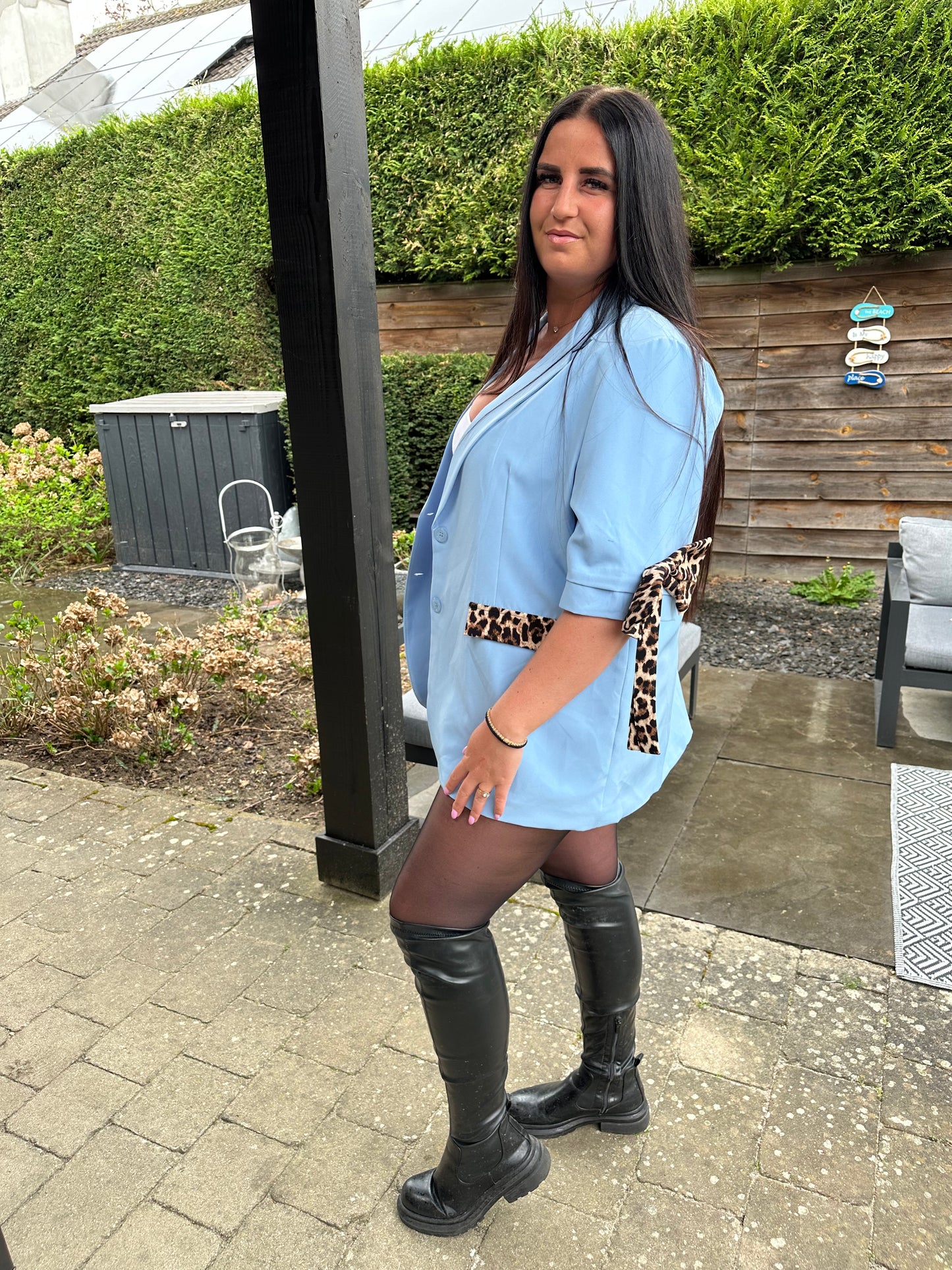 BLAZER PANTERDETAILS XXL LICHT BLAUW