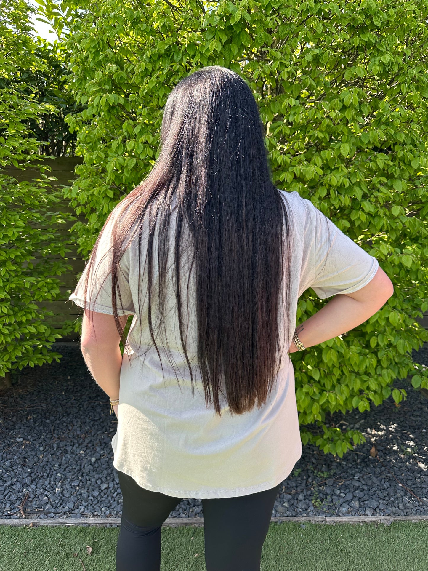 T-SHIRT MET PRINT LA BEIGE