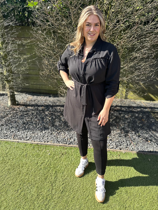 TUNIEK/JURK DOORKNOOP ZWART