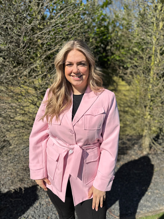 Blazer met ceintuur ROZE
