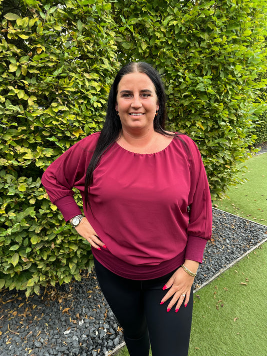 Blouse vleermuis met lange mouw BORDEAUX