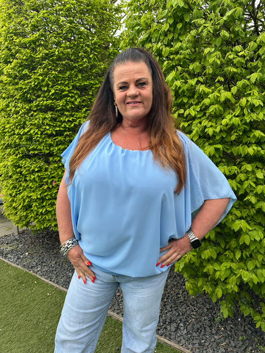 VLEERMUIS KORTE MOUW LICHT BLAUW