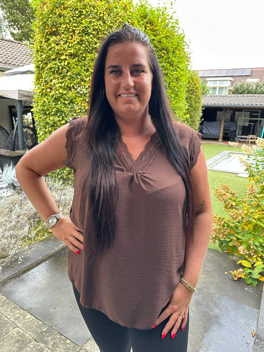 Hemd kant V hals BRUIN