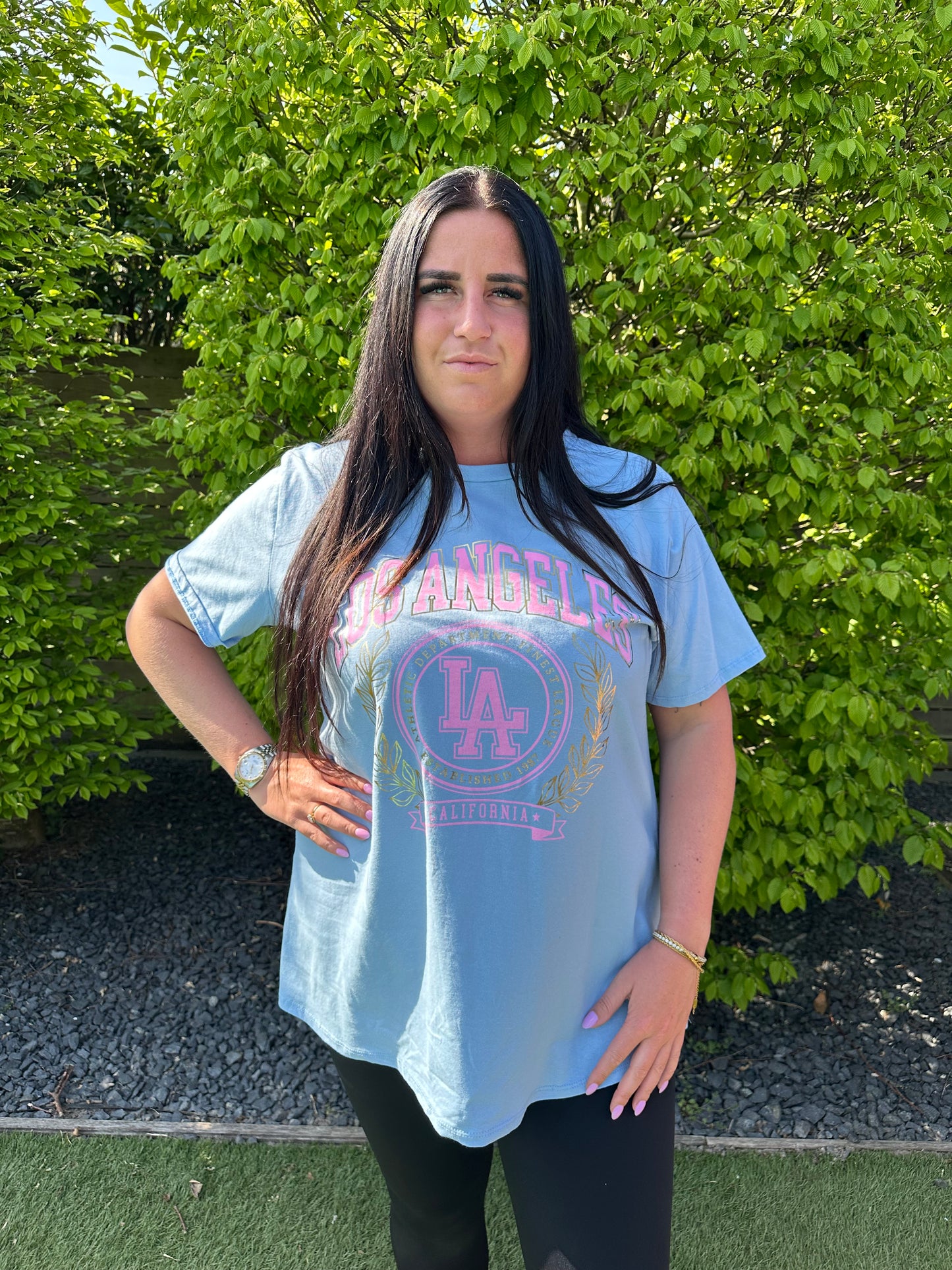 T-SHIRT MET PRINT LA BLAUW