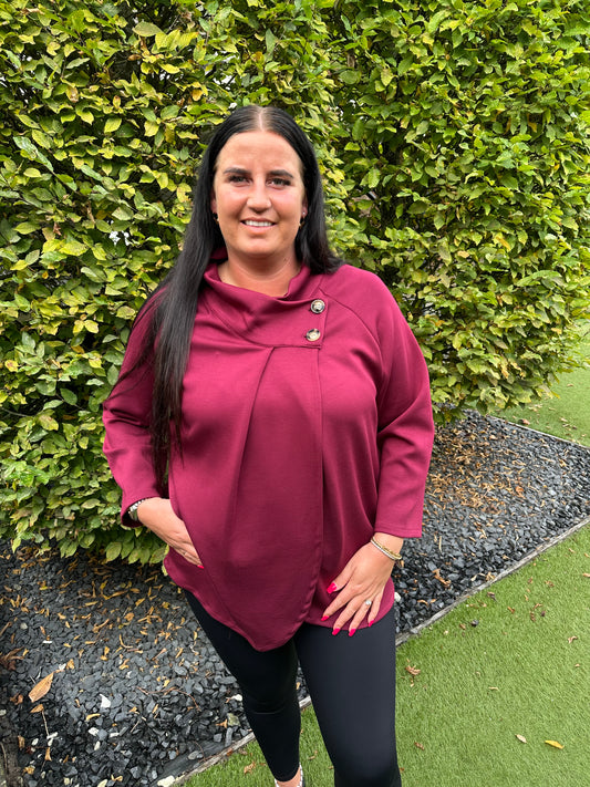 Poncho met mouwen en 2 knopen BORDEAUX