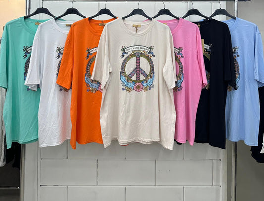 T-shirt met peace print mint