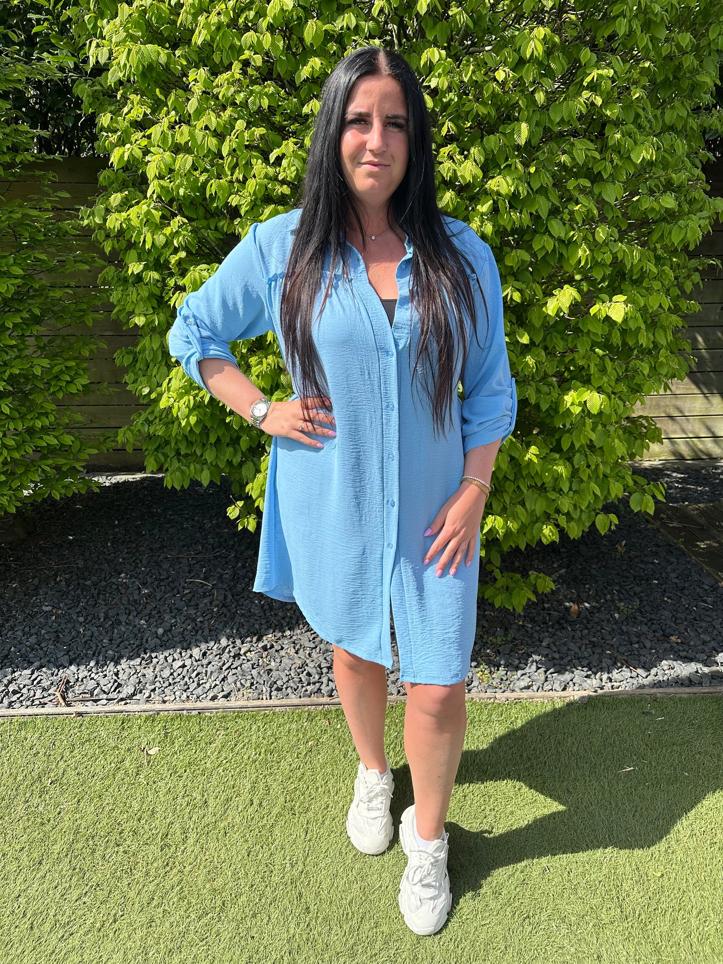 TUNIEK/JURK DOORKNOOP LICHT BLAUW
