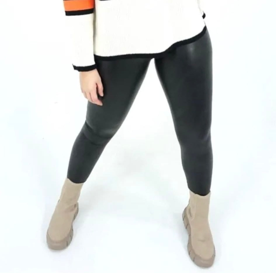 NORFY LEATHER LOOK legging zwart