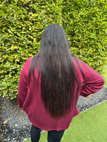 Poncho met mouwen en 2 knopen BORDEAUX