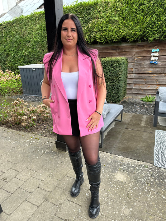 GILET MET SCHOUDERVULLING ROZE