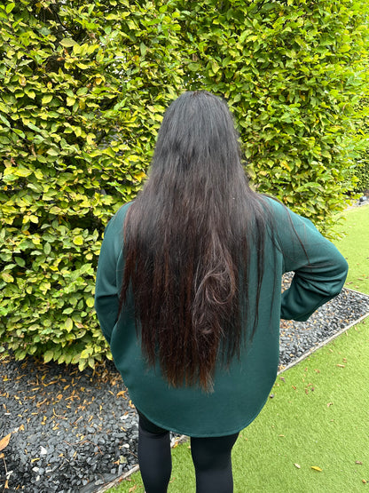 Poncho met mouwen en 2 knopen DENNENGROEN