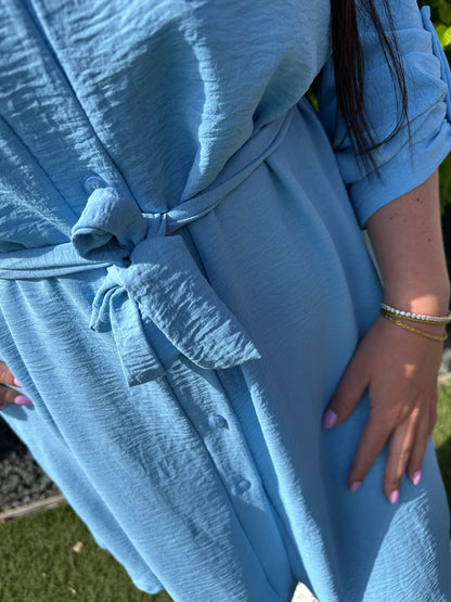TUNIEK/JURK DOORKNOOP LICHT BLAUW