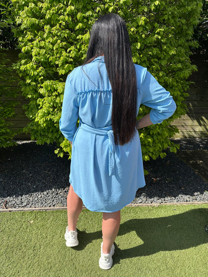 TUNIEK/JURK DOORKNOOP LICHT BLAUW