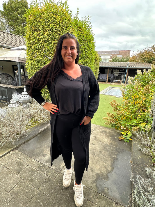 Dik vest met pofmouw ZWART