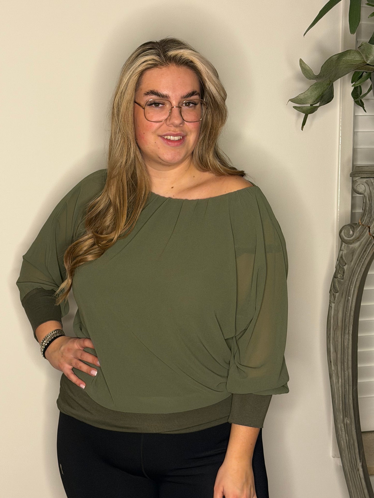Blouse vleermuis met lange mouw ARMY
