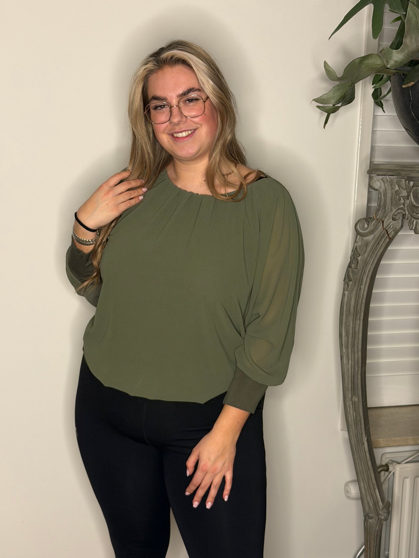 Blouse vleermuis met lange mouw ARMY