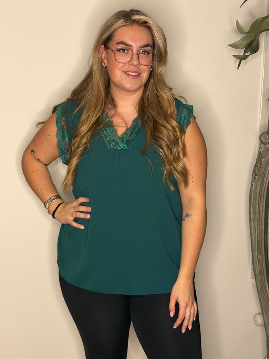 Hemd kant V hals DENNEGROEN LICHT