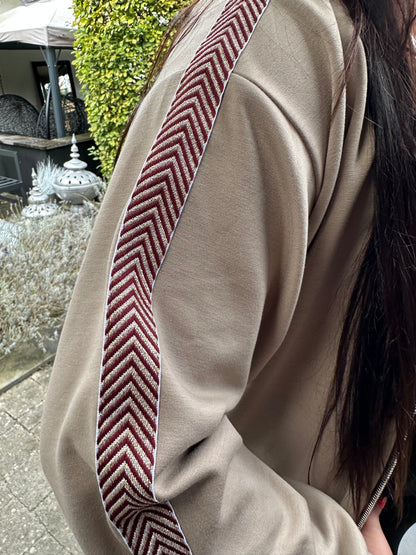 Bomber vestje met streep TAUPE