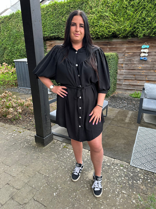 JURK/TUNIEK STRASS KNOPEN ZWART