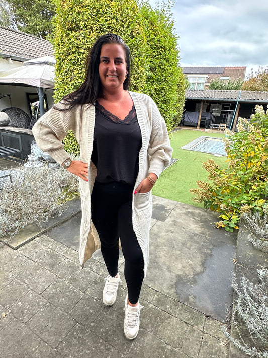 Dik vest met pofmouw BEIGE