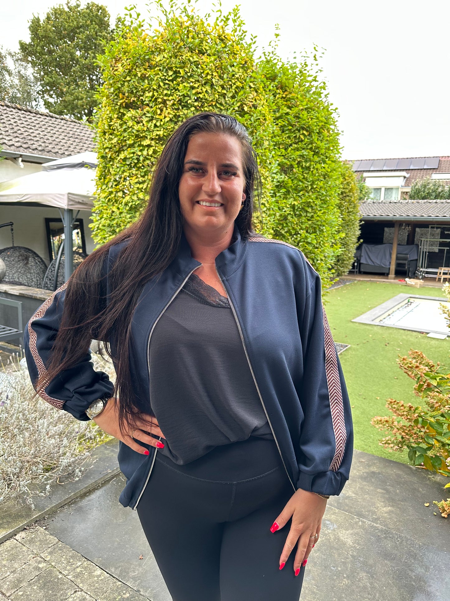 Bomber vestje met streep NAVY