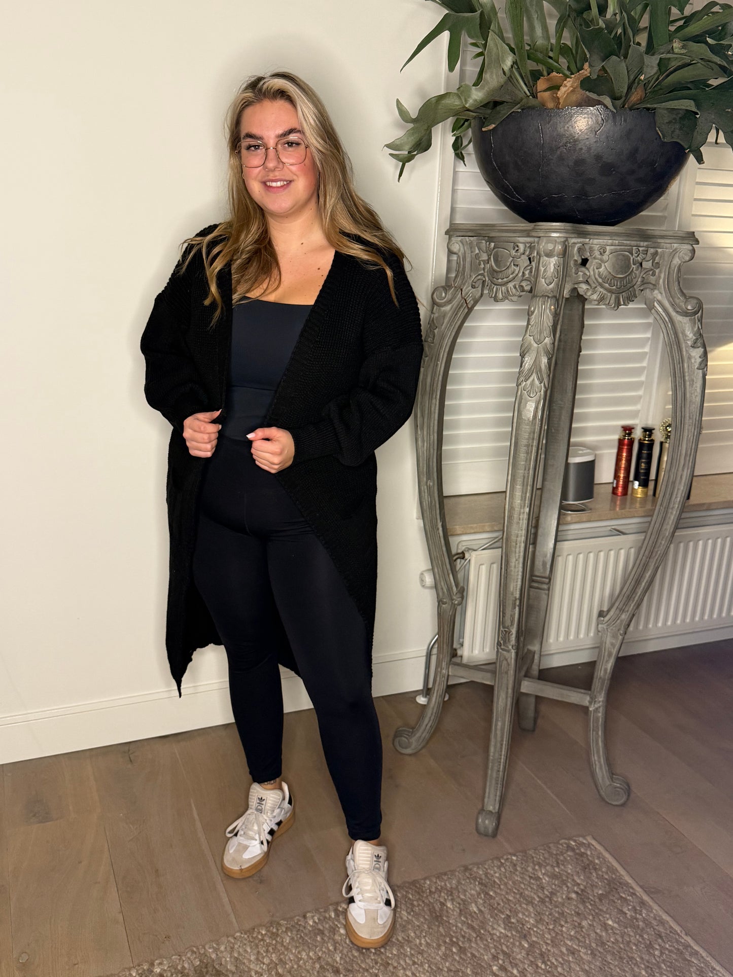 Vest met pofmouw ZWART