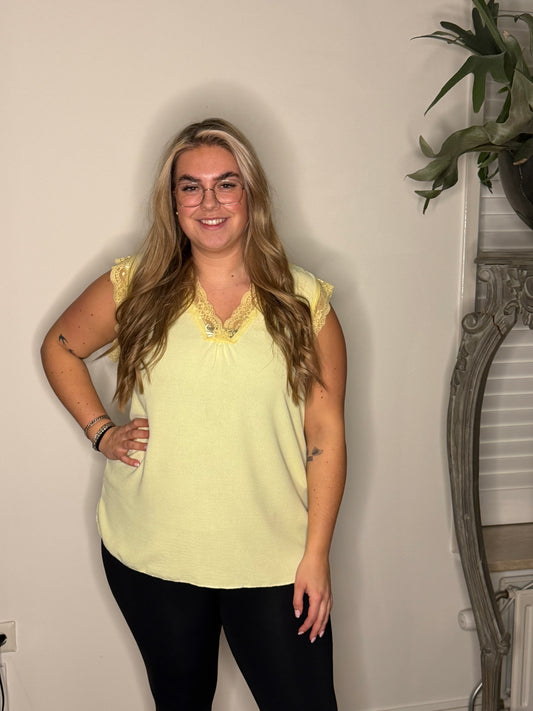 Hemd kant V hals GEEL