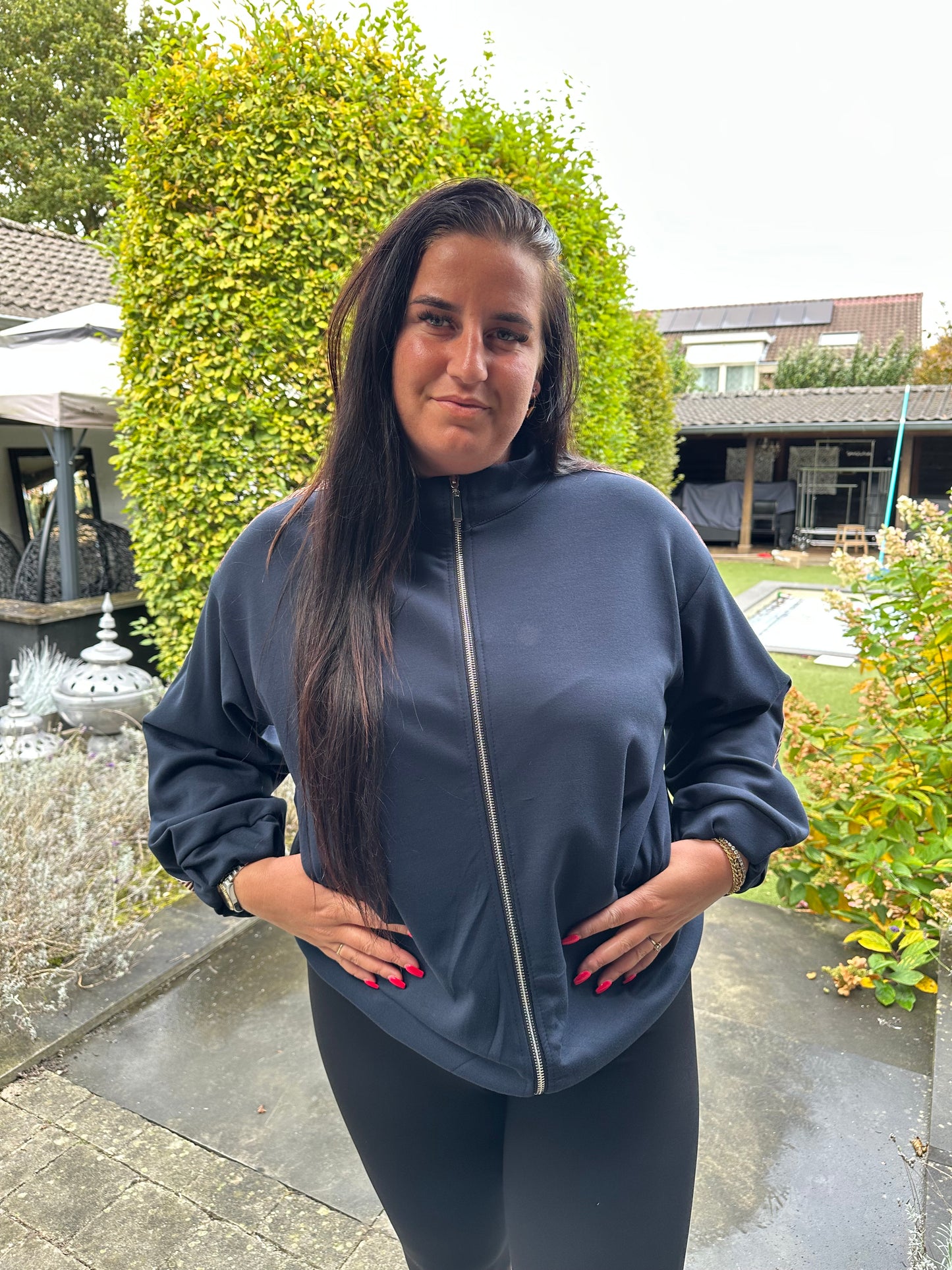 Bomber vestje met streep NAVY