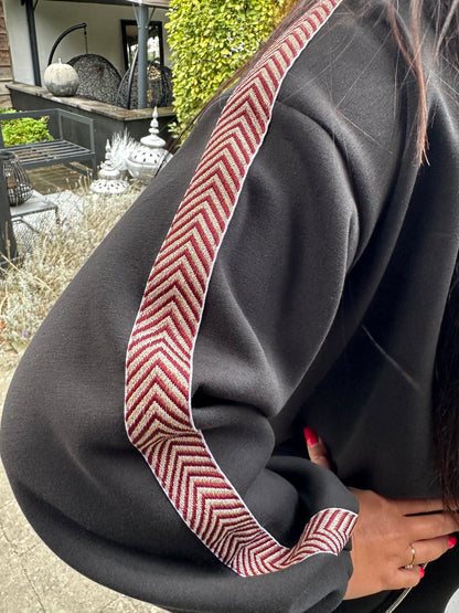 Bomber vestje met streep ZWART