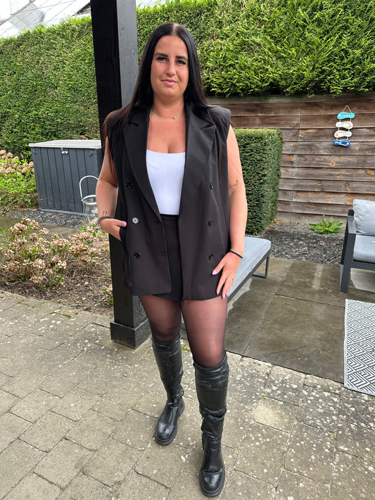 GILET MET SCHOUDERVULLING ZWART