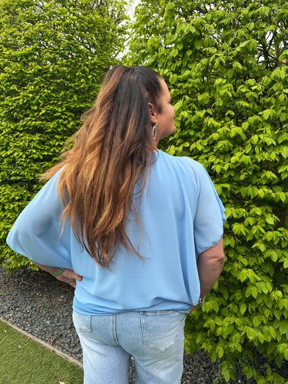 VLEERMUIS KORTE MOUW LICHT BLAUW