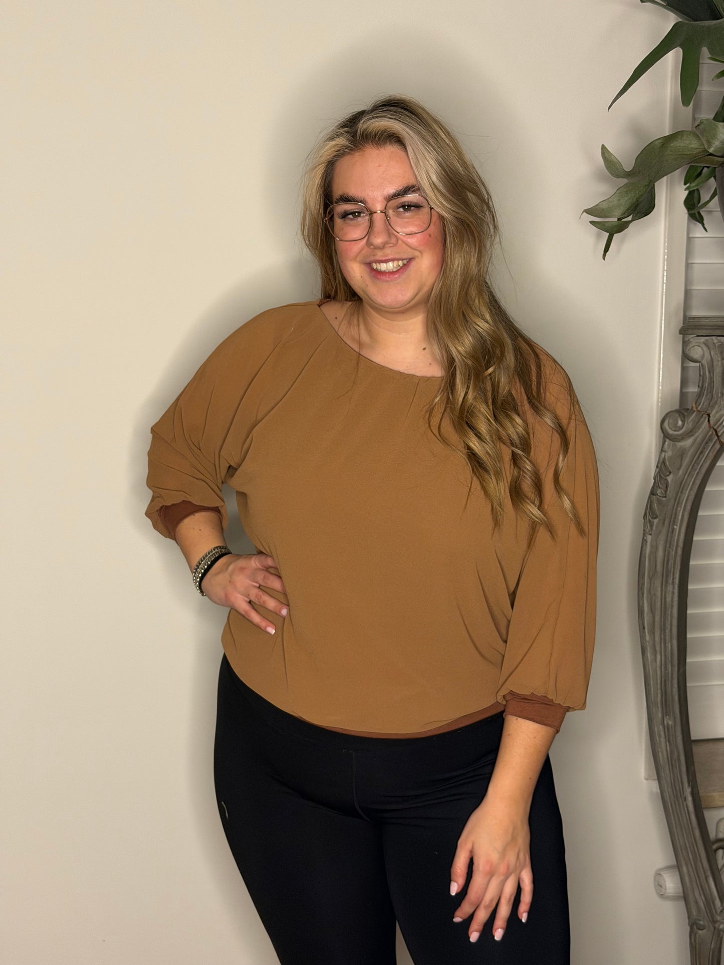 Blouse vleermuis met lange mouw CAMEL