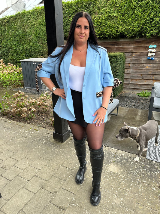 BLAZER PANTERDETAILS XXL LICHT BLAUW